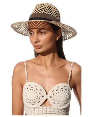 Brunello Cucinelli Natural Raffia Monili & Grosgrain Fedora & hat box.Brand New